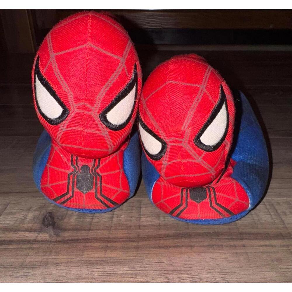 Boys Spiderman Head Slipper Size 9 10 Toddler Spidey Marvel Ankle‎ Cuff Red Blue